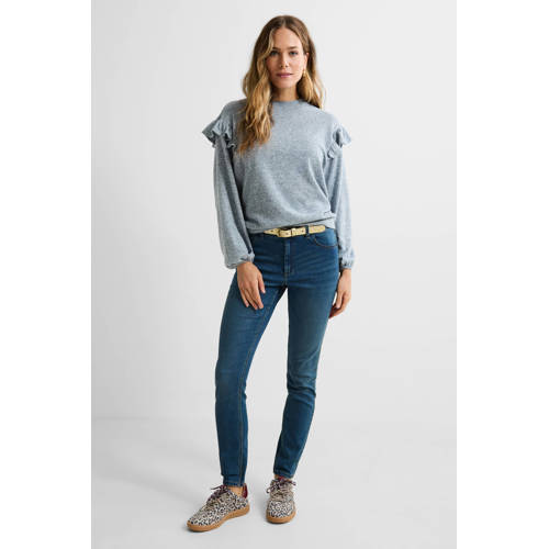 anytime trui met rushes blauw melange afbeelding