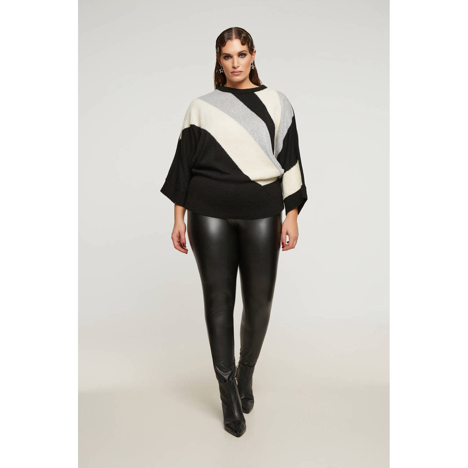 Mat Fashion gebreide trui zwart