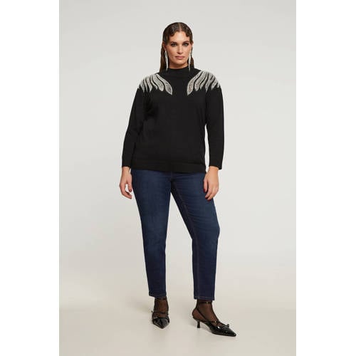 Mat Fashion sweater zwart met pailletten afbeelding