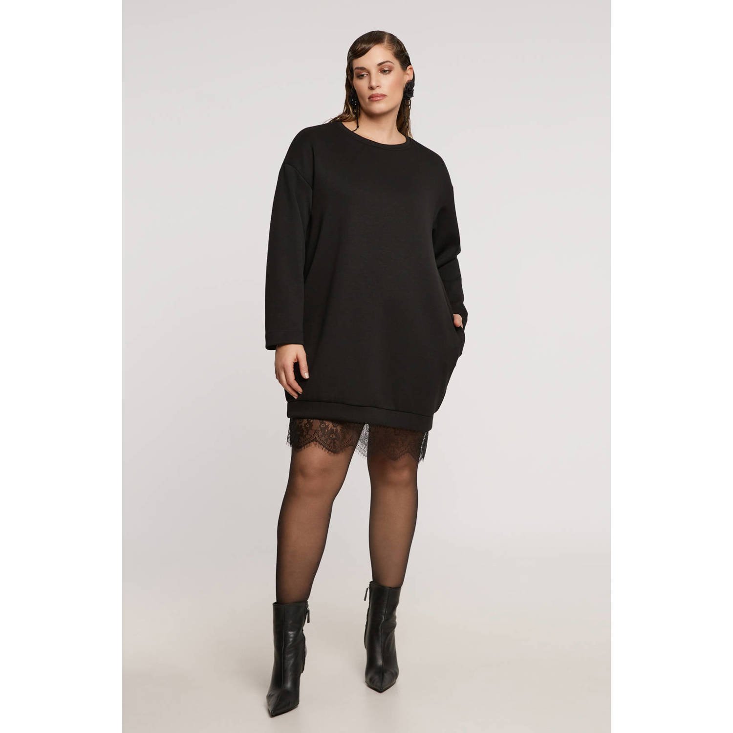 Mat Fashion gebreide jurk zwart