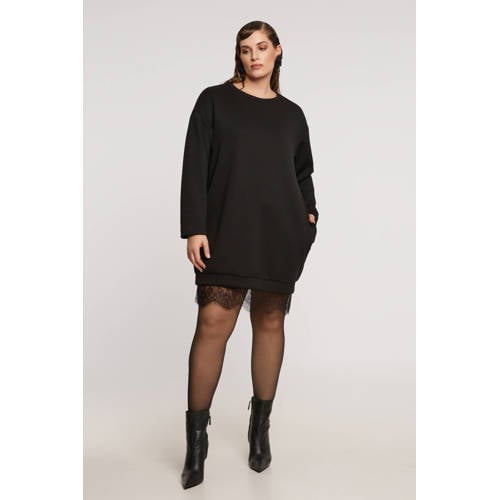 Mat Fashion gebreide jurk zwart afbeelding