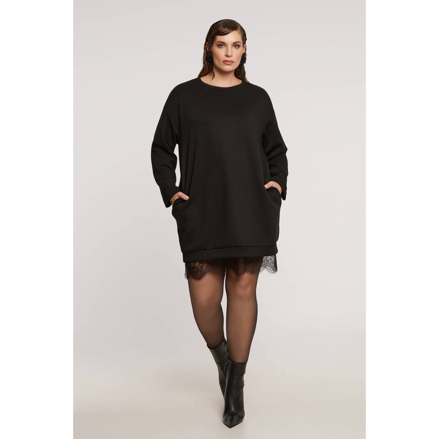 Mat Fashion gebreide jurk zwart