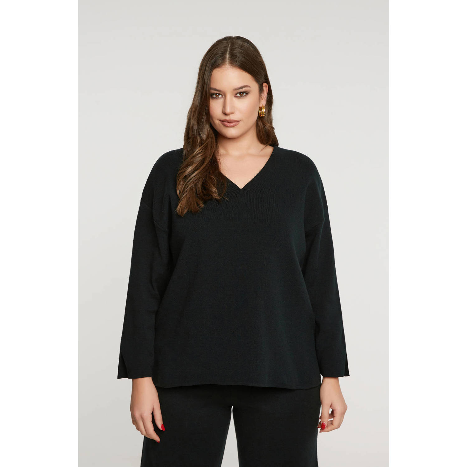 Mat Fashion gebreide trui zwart