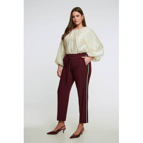Mat Fashion slim regular waist broek donkerrood afbeelding