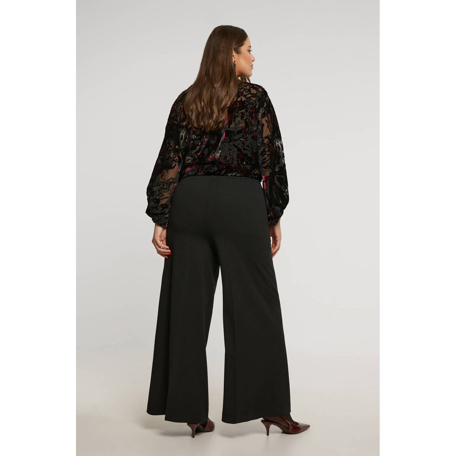 Mat Fashion wide leg regular waist pantalon zwart