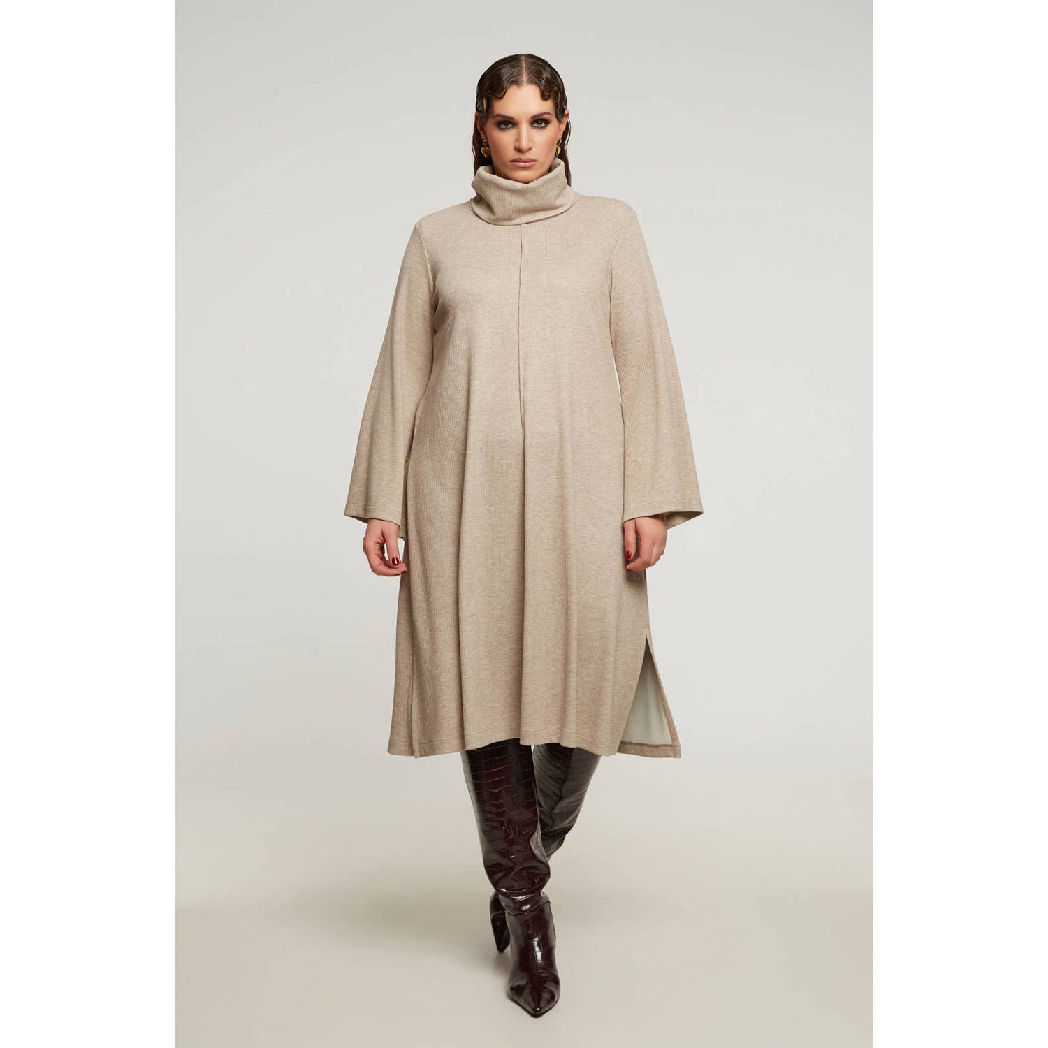 Mat Fashion midi jurk beige