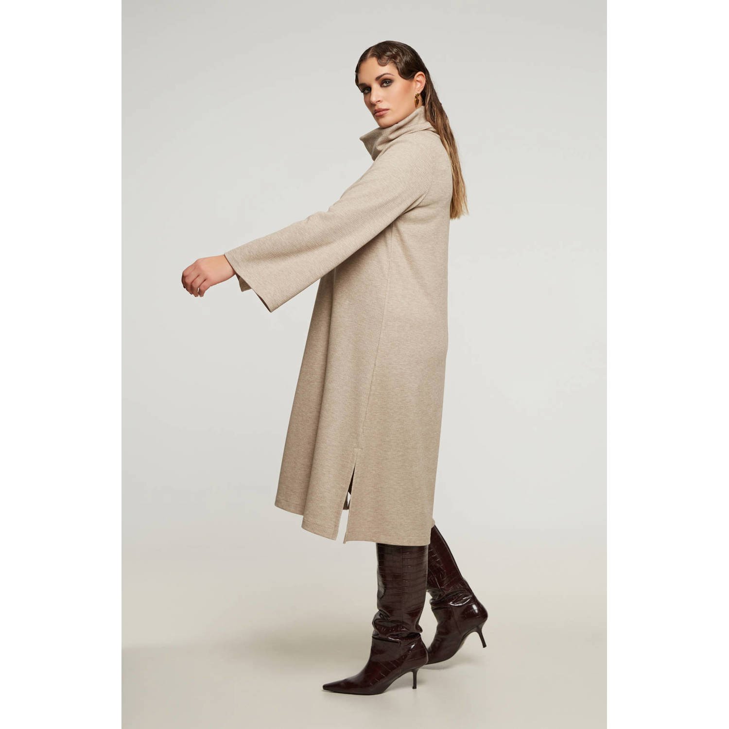 Mat Fashion midi jurk beige