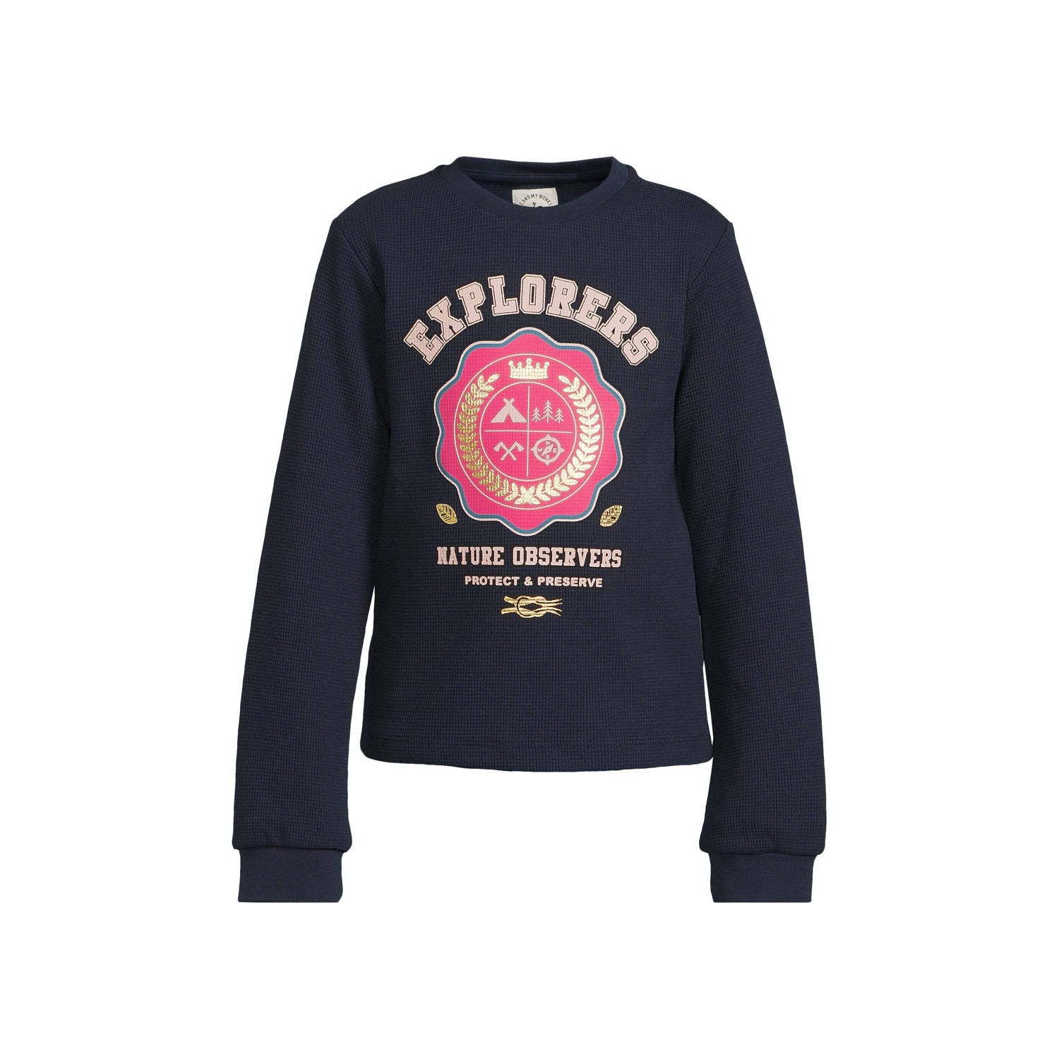Me & My Monkey waffle longsleeve Isabella donkerblauw
