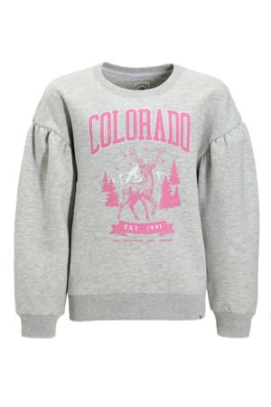 sweater Emma met printopdruk grijs melange