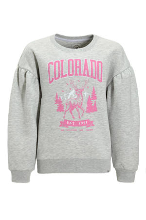 sweater Emma met printopdruk grijs melange