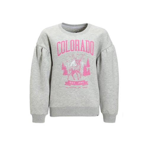Me & My Monkey sweater Emma met printopdruk grijs melange afbeelding