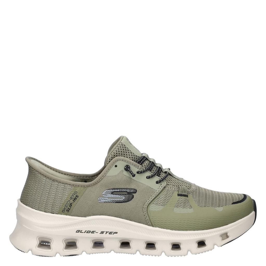 Groene heren Skechers Glide Step Pro slip-on sneakers van nylon met elastische veters