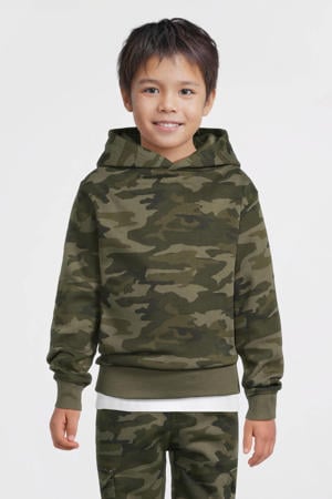 hoodie met camo print khaki