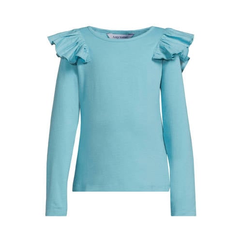 anytime longsleeve met ruches lichtblauw afbeelding