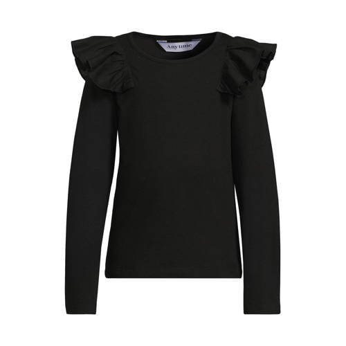 anytime longsleeve met ruches zwart afbeelding