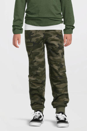 cargo  joggingbroek met camo print khaki