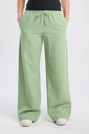 wide leg high waist broek groen