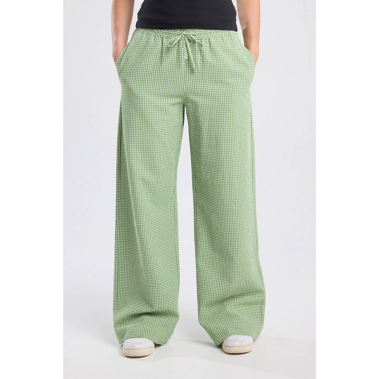 America Today wide leg high waist broek groen