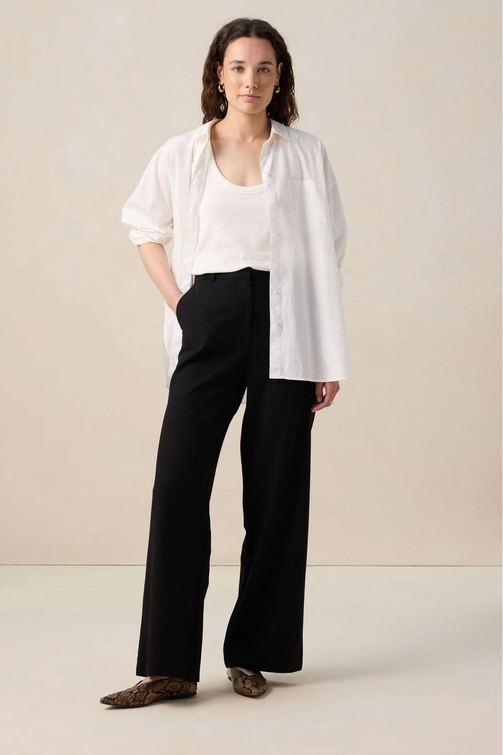 Sissy-Boy wide leg high waist broek met linnen zwart