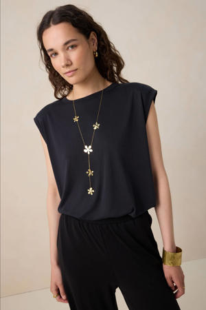 mouwloze top zwart