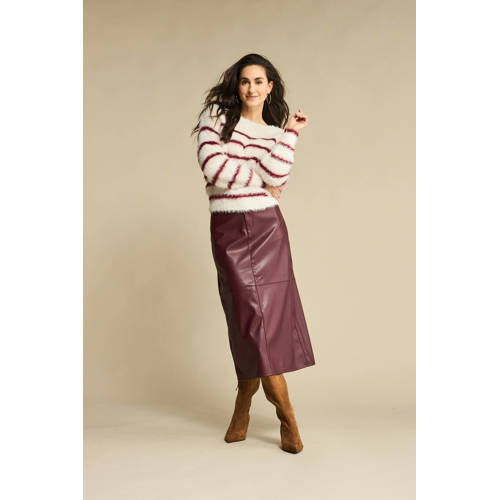 Red Button imitatieleren midi rok donkerrood afbeelding