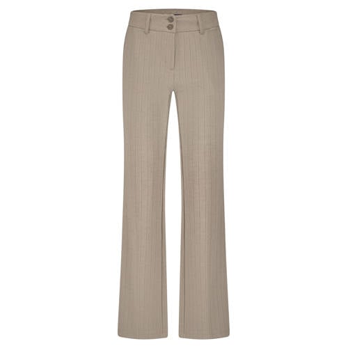 Red Button flared high waist flared broek taupe gebreid afbeelding