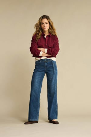 high waist wide leg jeans donkerblauw