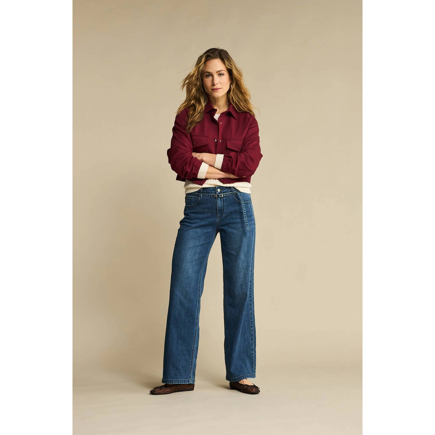Red Button high waist wide leg jeans donkerblauw