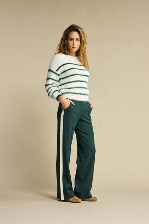 wide leg high waist broek groen gebreid