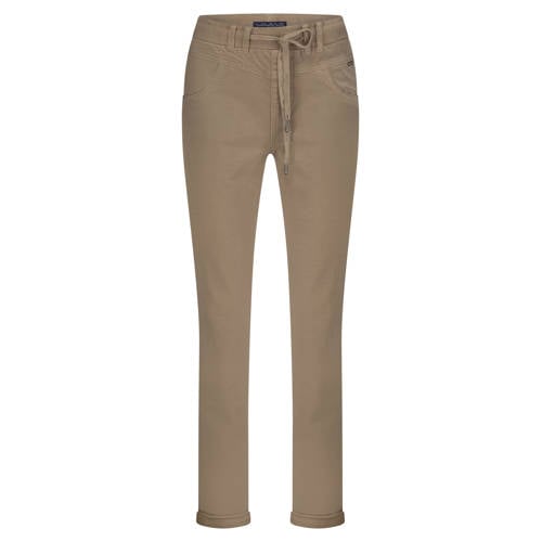 Red Button velours tapered high waist broek bruin afbeelding