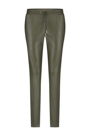 imitatieleren tapered high waist broek kaki