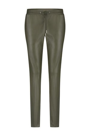 imitatieleren tapered high waist broek kaki