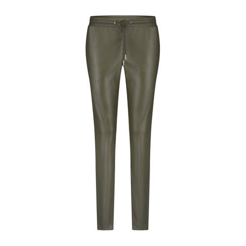 Red Button imitatieleren tapered high waist broek kaki afbeelding