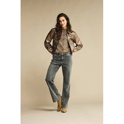 Red Button high waist flared jeans grey denim afbeelding