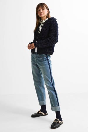 high waist regular fit jeans medium blue denim