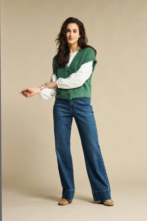 high waist straight leg jeans donkerblauw