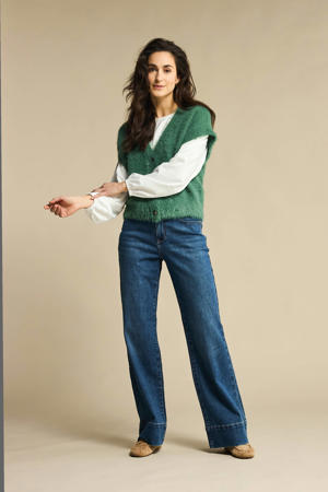 high waist straight leg jeans donkerblauw