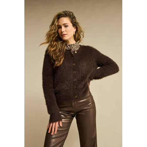 Red Button cardigan donkerbruin gebreid afbeelding