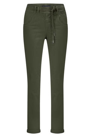 fluweel slim high waist broek kaki