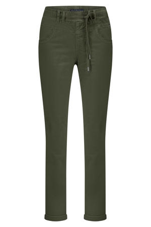 fluweel slim high waist broek kaki