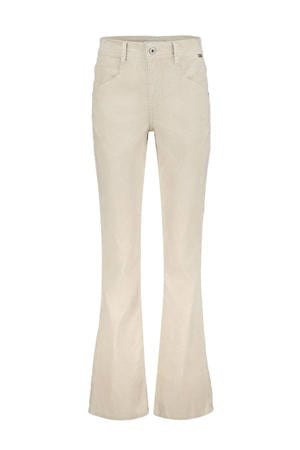 corduroy flared high waist flared broek beige