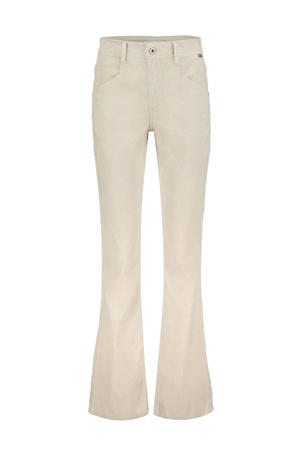 corduroy flared high waist flared broek beige