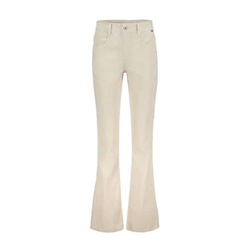 Red Button corduroy flared high waist flared broek beige afbeelding