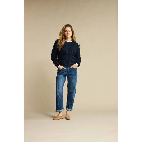 Red Button high waist barrel jeans dark blue denim afbeelding