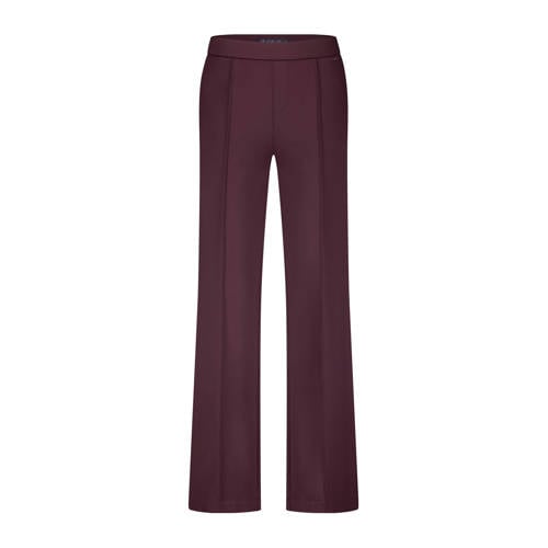 Red Button wide leg high waist broek donkerrood gebreid afbeelding