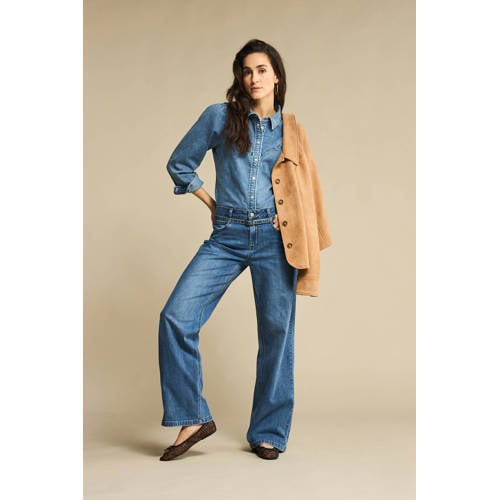 Red Button denim blouse medium blue denim afbeelding
