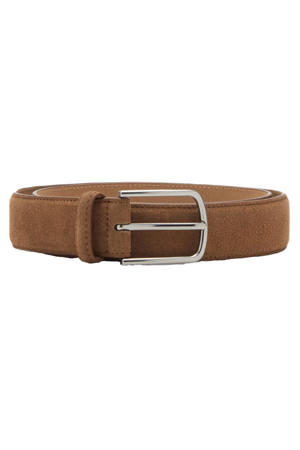 suede riem cognac