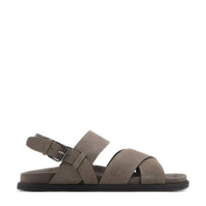   suède sandalen grijsbruin