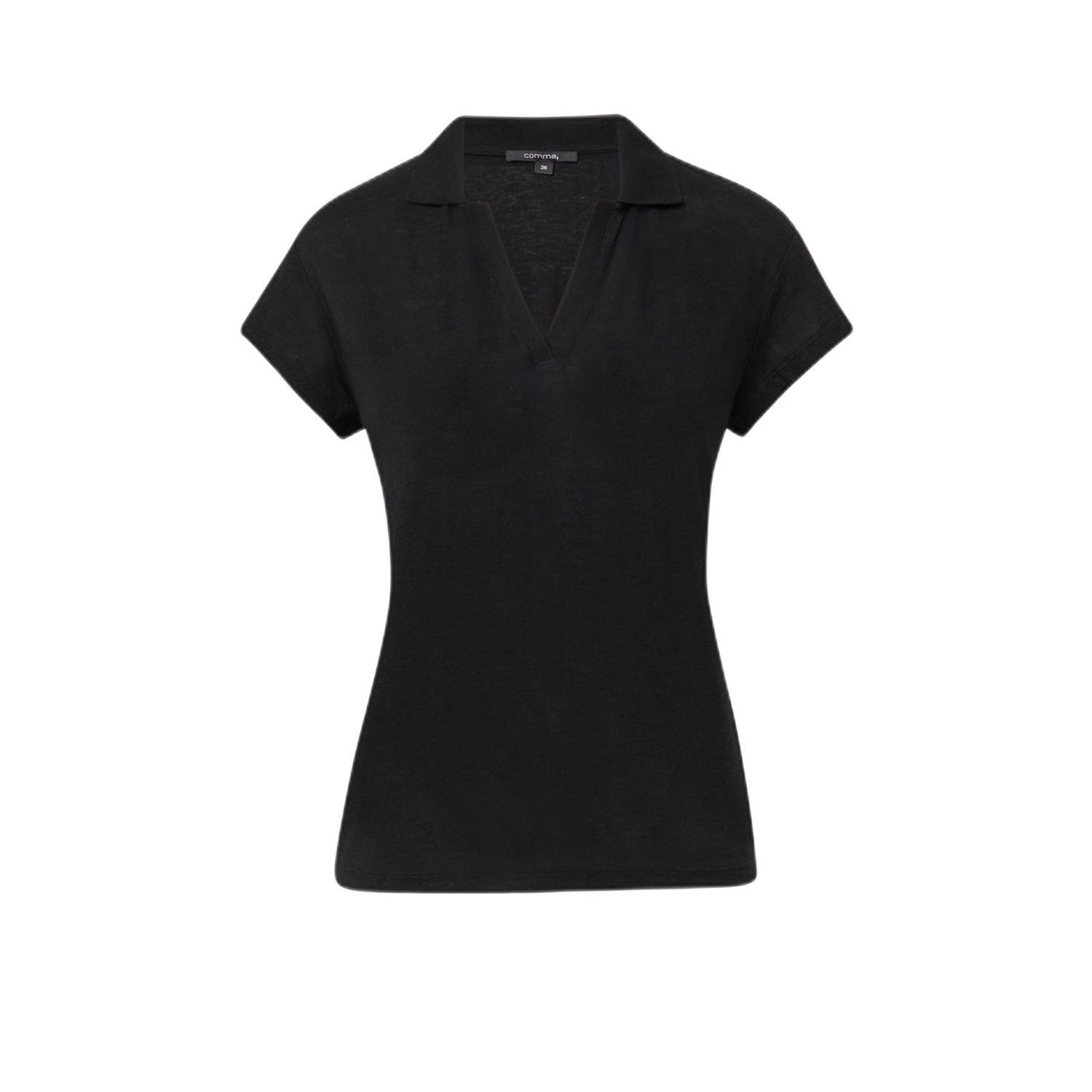 Comma Regular fit poloshirt van een mix van viscose en linnen