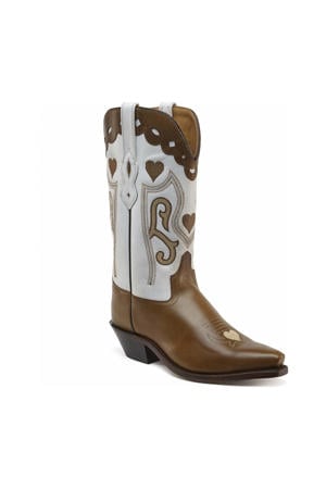 leren cowboylaarzen bruin/wit